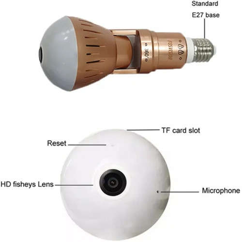 V16 E27 HD Panorama 360 Degree Wide Angle IP Wifi Bulb Wireless Bulb Camera