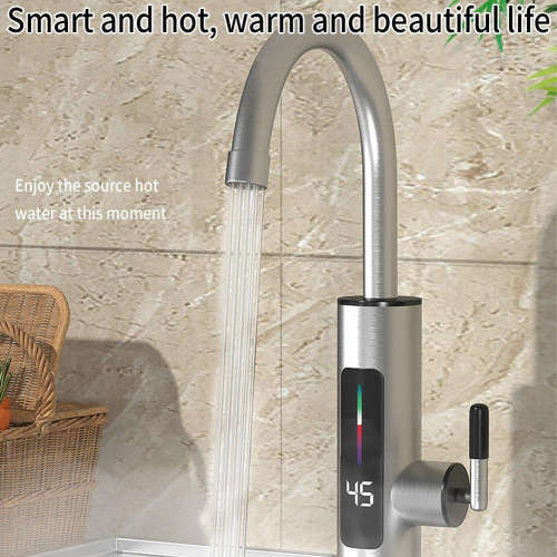 Stainless Steel Electric Water Heater Temperature Display Instant Hot Faucet RY-019