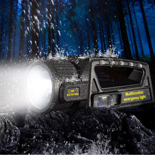 Multifunctional Solar Flashlight Powerful Camping Light Rechargeable Searchlight W5166
