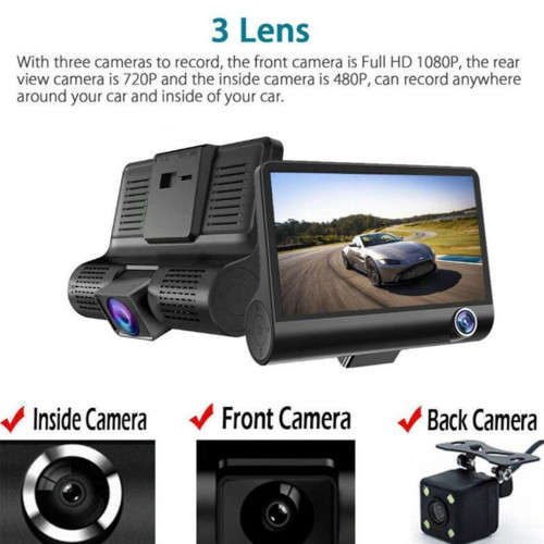 3 Channels Car DVR 1080P 4 Inch HD Car DVR Rear View Video Night Vision Camera Parking Monitor