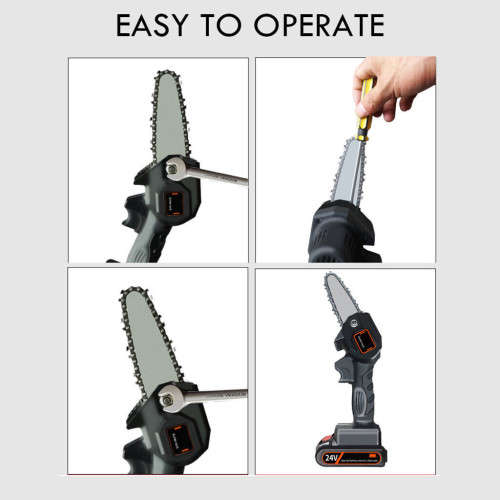 24V Mini Electric Chainsaw Rechargeable Woodworking Gardening Tools Wood Cutting Machine