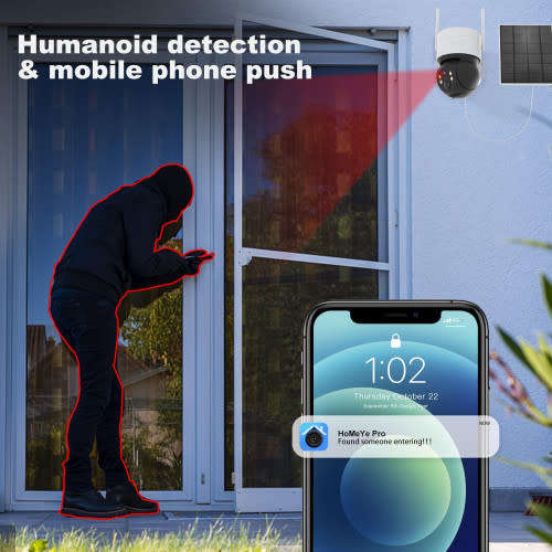 Solar Security Camera Outdoor WiFi Wireless IP Camera PIR Human Detection Night Vision Home Security