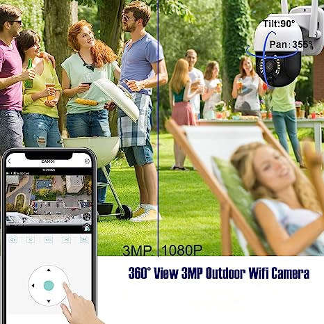 Solar Security Camera Wireless Outdoor WiFi Camera 360 Security Camera with Solar Panel