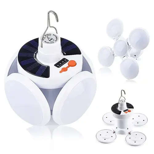 Solar Football Bulb Folding Solar Pendant Light with Hook for Home Garage Party Decoration