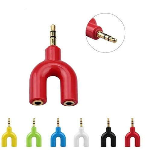 KY-148 U-Shaped Stereo 2 Way Converter Headphone Splitter 3.5mm 1 Male to 2 Female