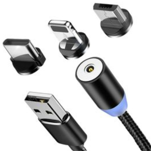 3-in-1 Fast Charging Nylon Braided Magnet Charger Cable