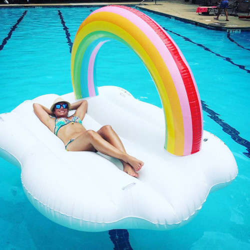 Inflatable Rainbow Cloud Raft Swimming Pool Water Party Lounge Chair Toys