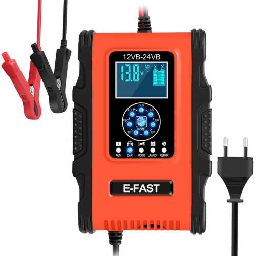 12V 24V 12A Automatic Smart Battery Charger for GEL WET AGM Lithium Iron LiFePO4 LiPo