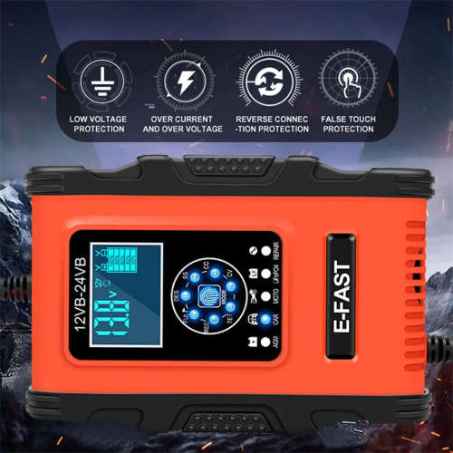 12V 24V 12A Automatic Smart Battery Charger for GEL WET AGM Lithium Iron LiFePO4 LiPo