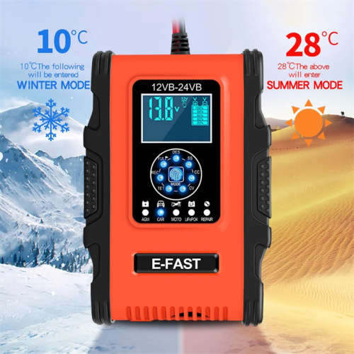 12V 24V 12A Automatic Smart Battery Charger for GEL WET AGM Lithium Iron LiFePO4 LiPo