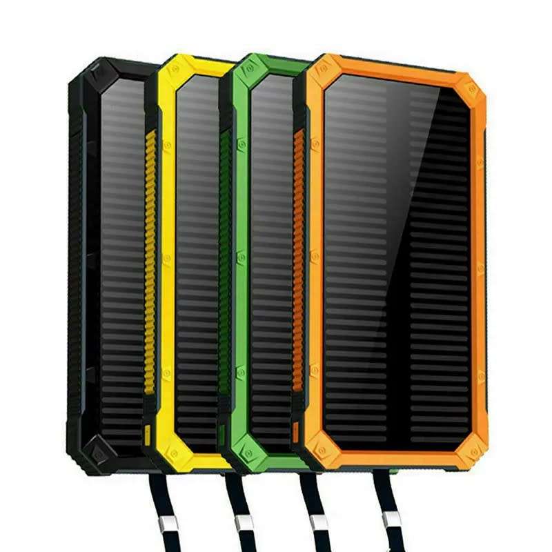 Waterproof Solar Dual USB Charger External Battery Smartphone Mini Power Bank