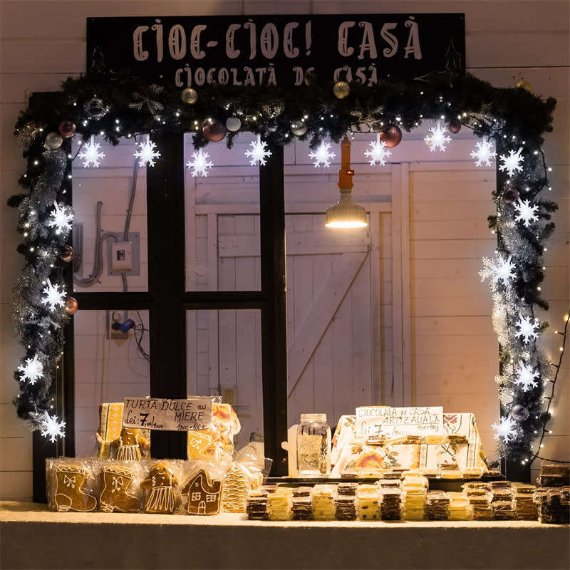 Outdoor Christmas Snowflake String Lights Waterproof Garden Party Decoration White