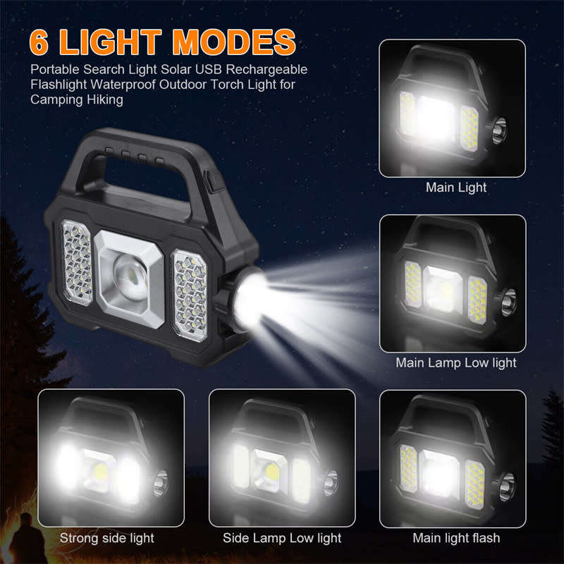 Solar Outdoor Portable Rechargeable Waterproof Multi-Function LED Work Light