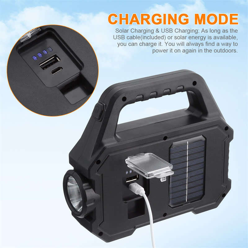 Solar Outdoor Portable Rechargeable Waterproof Multi-Function LED Work Light