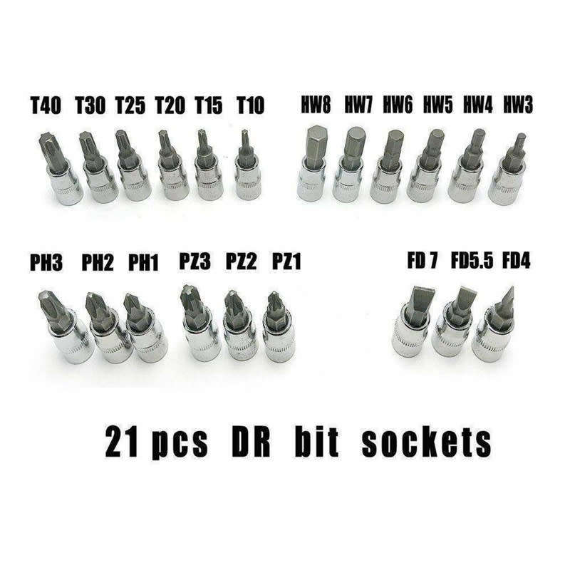 46pcs 1/4 Inch Socket Set Auto Repair Tools Ratchet Set Torque Wrench Combination Drill Bits