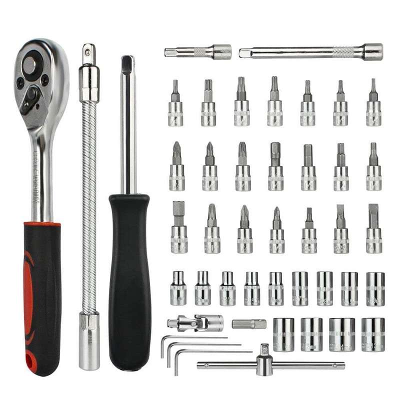 46pcs 1/4 Inch Socket Set Auto Repair Tools Ratchet Set Torque Wrench Combination Drill Bits