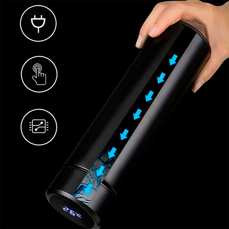 Stainless Steel Thermos Smart Water Bottle Leakproof Thermos with Temperature Display 500ml