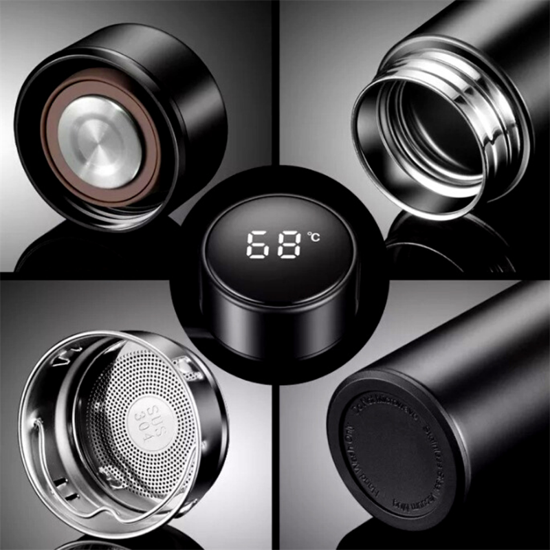 Stainless Steel Thermos Smart Water Bottle Leakproof Thermos with Temperature Display 500ml