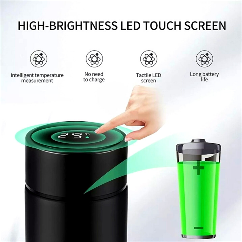 Stainless Steel Thermos Smart Water Bottle Leakproof Thermos with Temperature Display 500ml