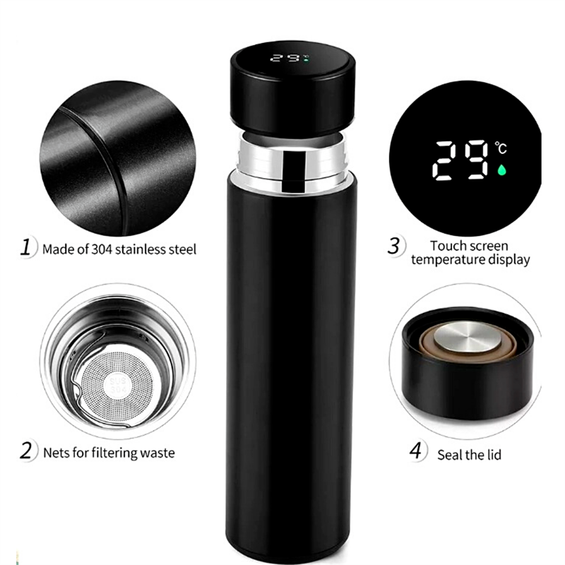 Stainless Steel Thermos Smart Water Bottle Leakproof Thermos with Temperature Display 500ml