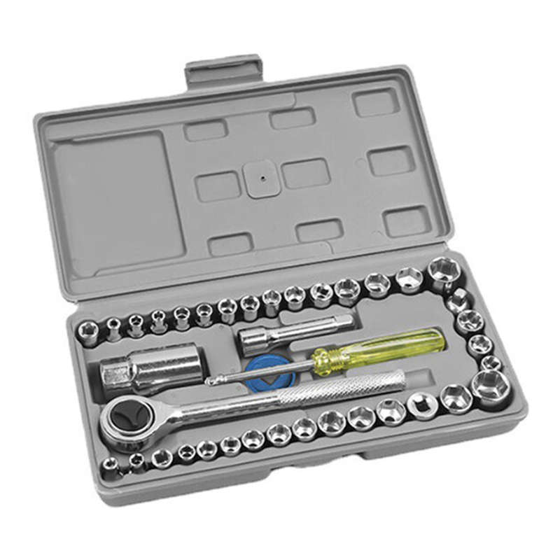 40 in 1 Combination Socket Wrench DIY Hand Tool Ratchet Socket Bolt Handle Set for Motorcycle Bike