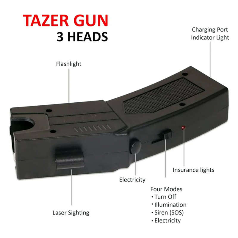 New Police Rechargeable Stun Needle Outdoor Self-Defense Stun Gun & Long Range (5m)