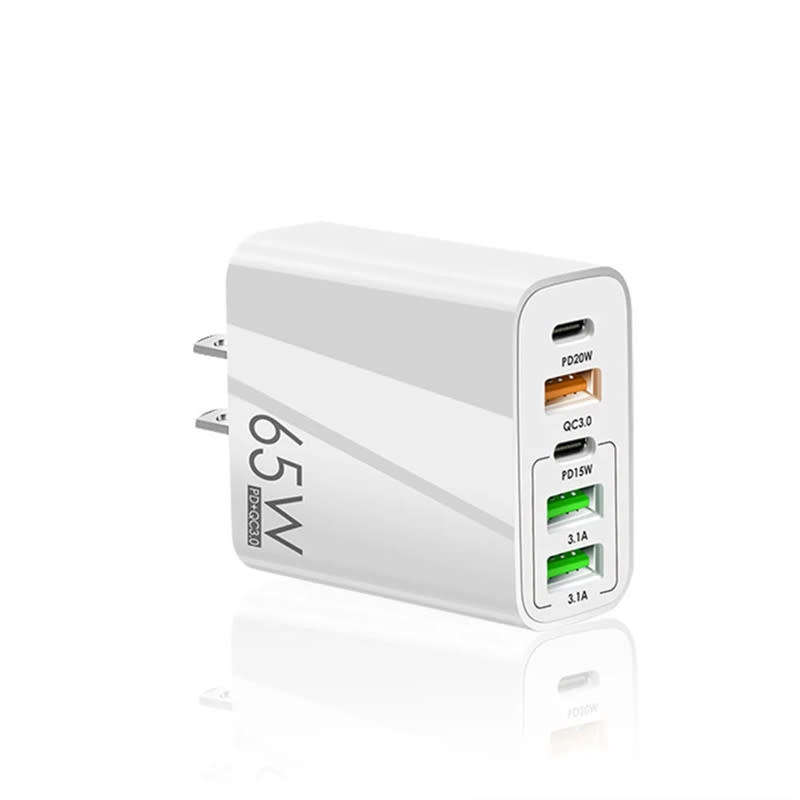 65W USB C Charger, 5-Port with Type-C PD+3USB Compatible GaN Technology Fast Charging Phone Adapter