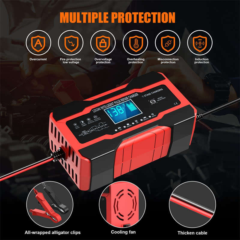 10A Battery Charger Car 24V and 12V Fully Automatic Smart Car Battery Charger Battery Maintainer