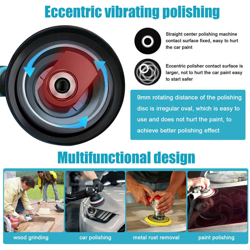 12V Cordless Battery Powered Electric Polisher with 6 Adjustable Speed Handheld Portable Car Waxing