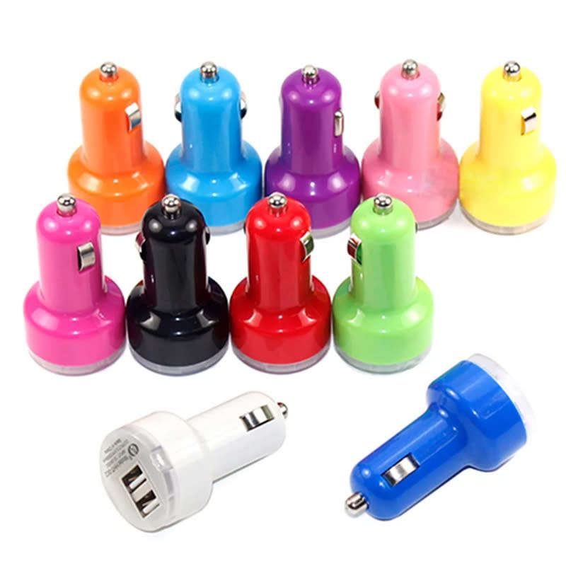2-Port USB Port Car Power Charger Adapter 5V 2.1A/1A