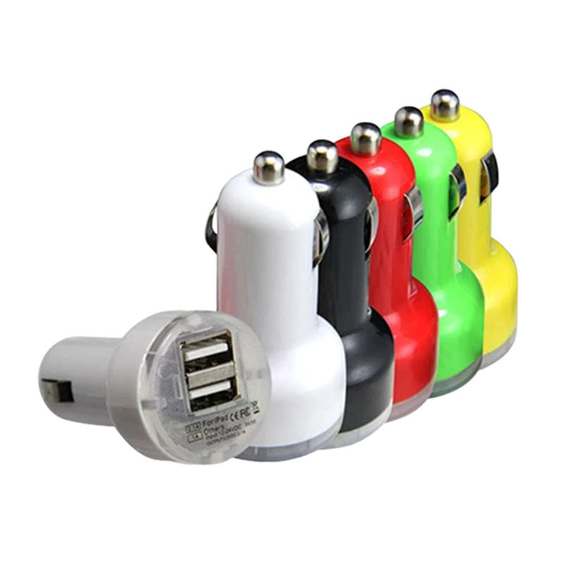 2-Port USB Port Car Power Charger Adapter 5V 2.1A/1A
