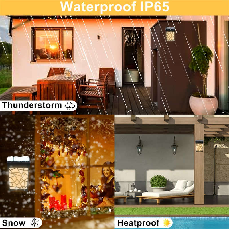 LED Outdoor Solar Light IP65 Waterproof Decorative Wall Lamp RGB and Warm White