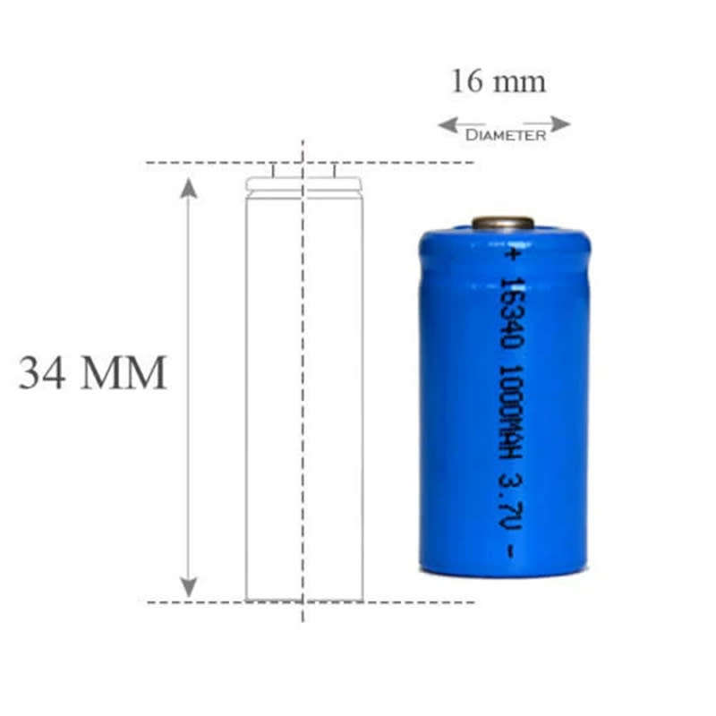 High Quality 3.7V LC Lithium Battery 16340 Rechargeable Battery