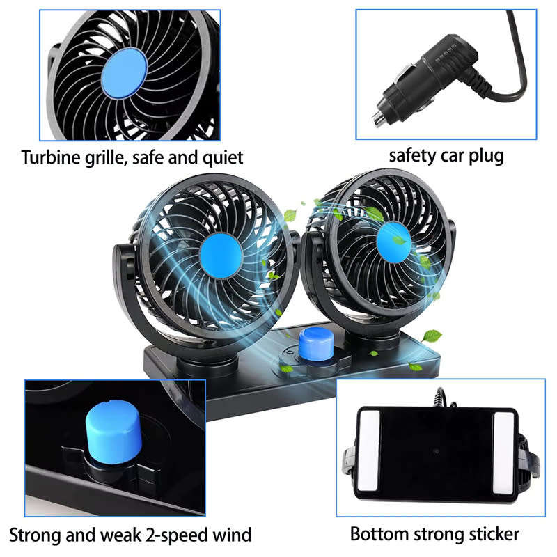 Fans Electric 2Speed Dual Head Cooling Air Circulator 360° Rotatable