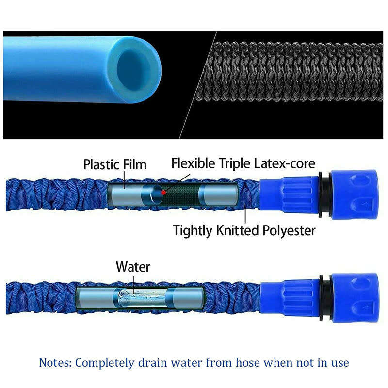 50FT Expandable Garden Hose DIY Universal Connector Leakproof Lightweight Flexible Hose