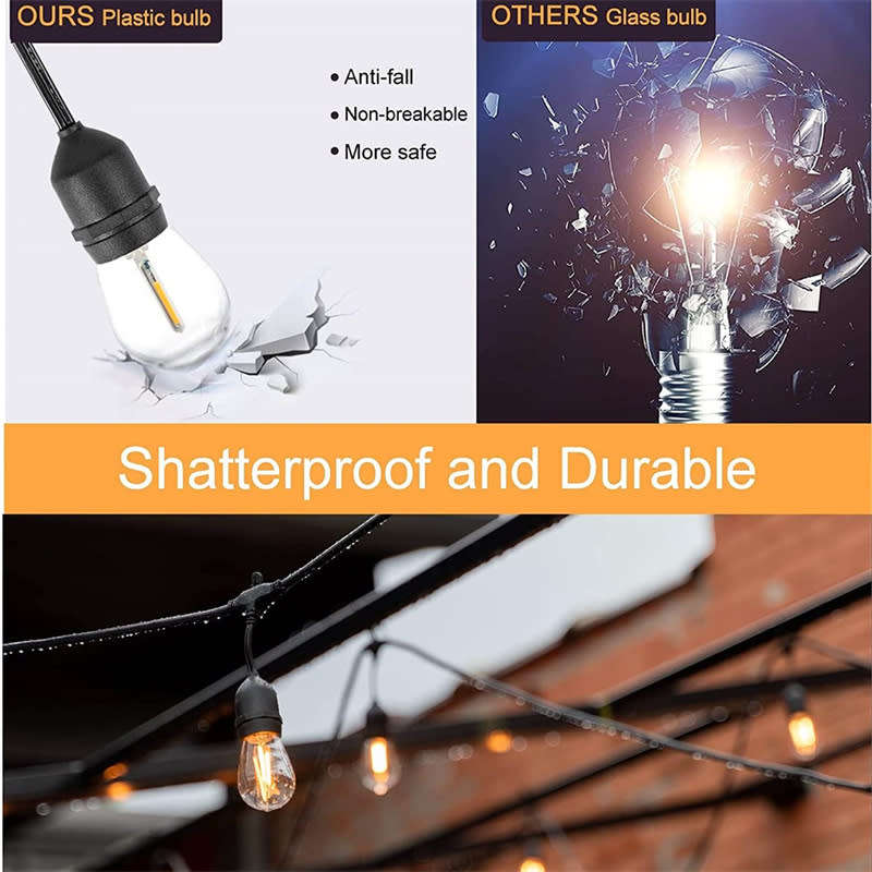 5M Waterproof Outdoor String Lights LED Commercial Grade Patio Lights Garden Holiday String Lights