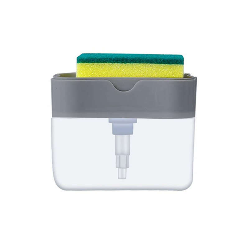 2-in-1 Soap Dispenser Kitchen Manual Push-In Sponge Jar