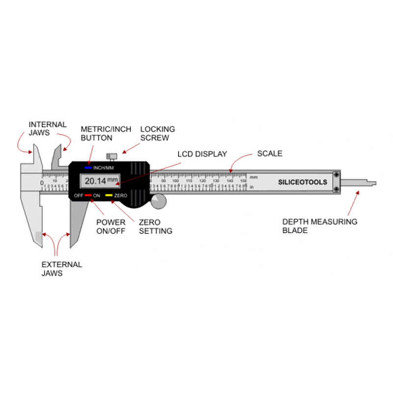 Digital Vernier Caliper Precision Measurement Stainless Steel 0-150mm 6 inches