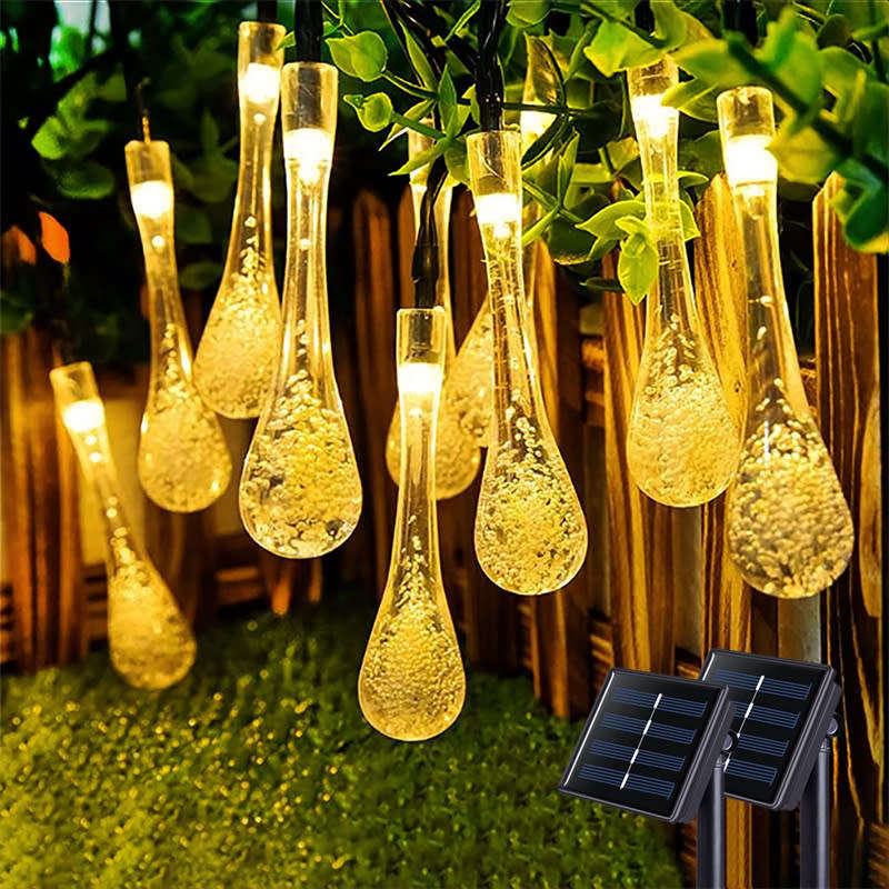 LED Solar Water Drop Light String Rain Drop Light String Outdoor Waterproof 5M