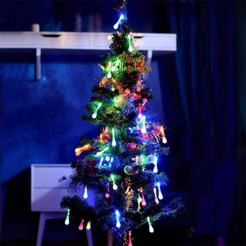 20LED Outdoor Waterproof Solar Light String RGB Christmas Light Water Drop Light