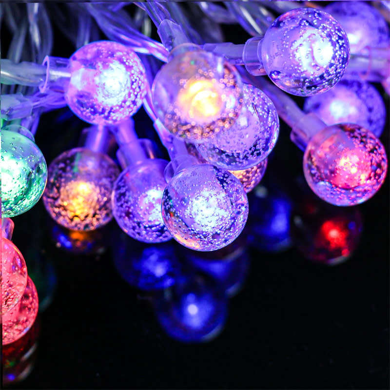 10 LED Solar String Lights Outdoor RGB Garden Bubble Light with Hook and Extension Port 220V 5M