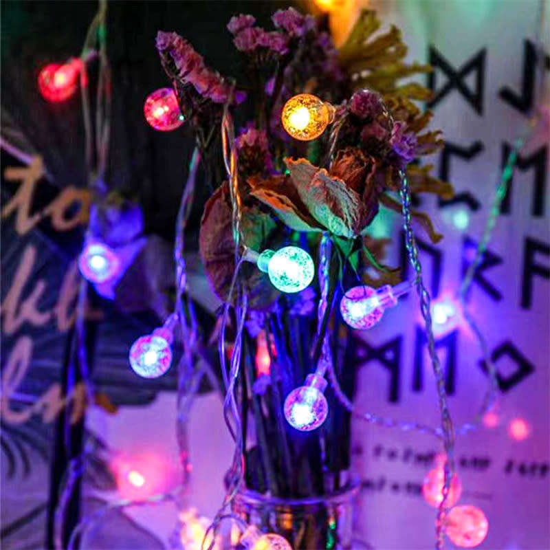 10 LED Solar String Lights Outdoor RGB Garden Bubble Light with Hook and Extension Port 220V 5M