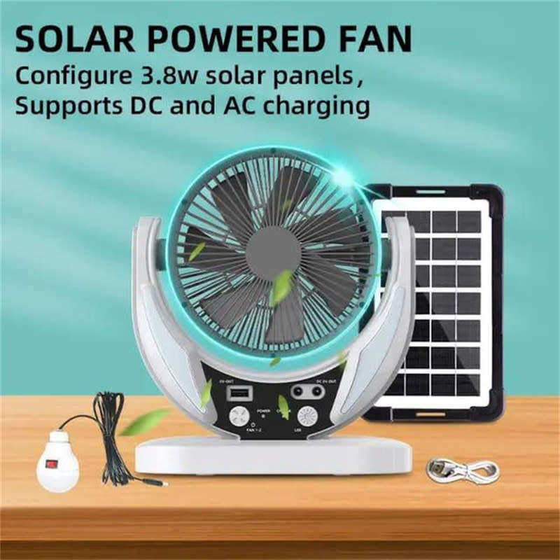 6` Rechargeable Solar Fan with Solar Panel USB Rechargeable Fan