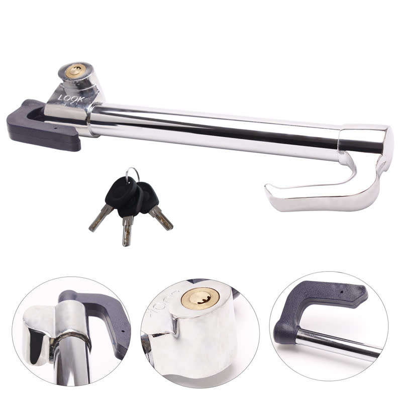 Anti-theft Stainless Steel Telescopic Double Hook Car Clutch Pedal Lock with 3 Keys