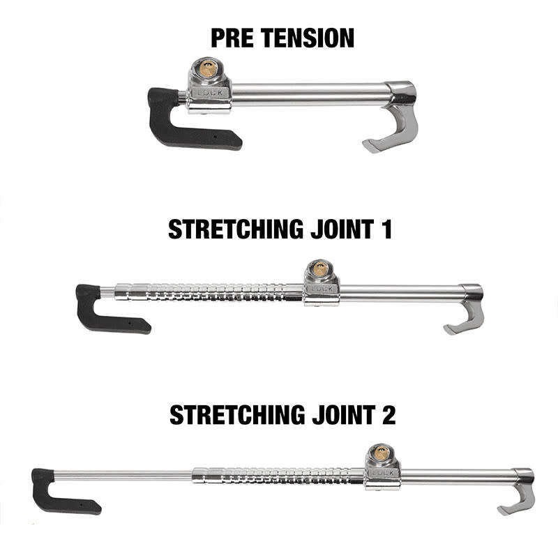 Anti-theft Stainless Steel Telescopic Double Hook Car Clutch Pedal Lock with 3 Keys
