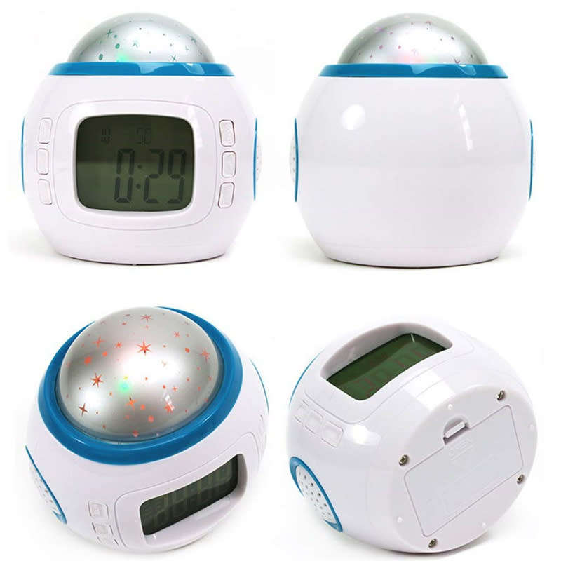 Star Projection Electronic Alarm Clock Projector Digital Alarm Clock With Music Thermometer Calendar
