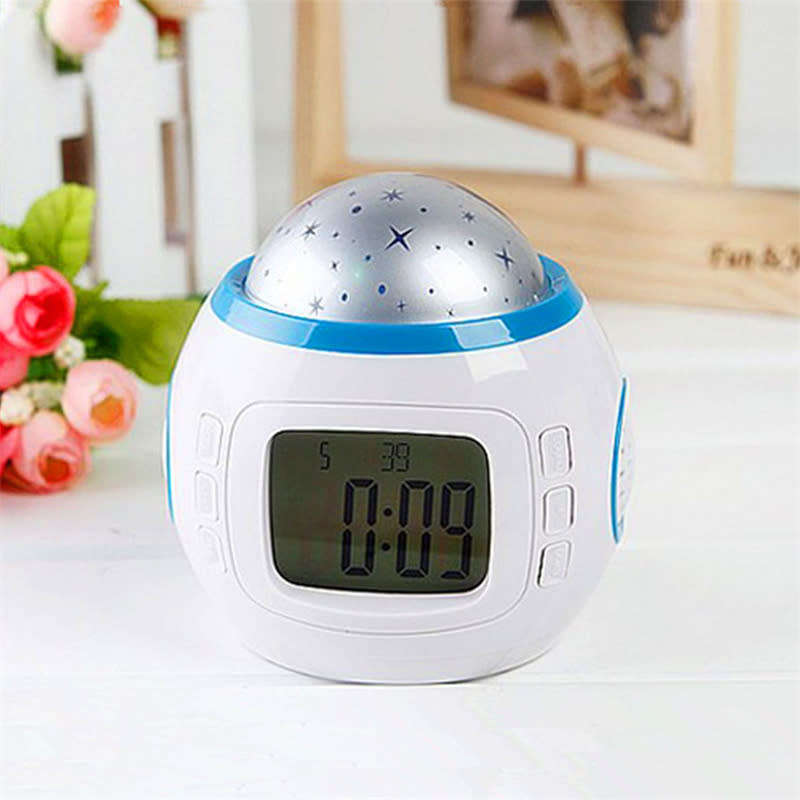 Star Projection Electronic Alarm Clock Projector Digital Alarm Clock With Music Thermometer Calendar