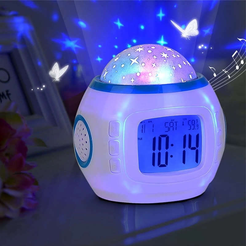 Star Projection Electronic Alarm Clock Projector Digital Alarm Clock With Music Thermometer Calendar