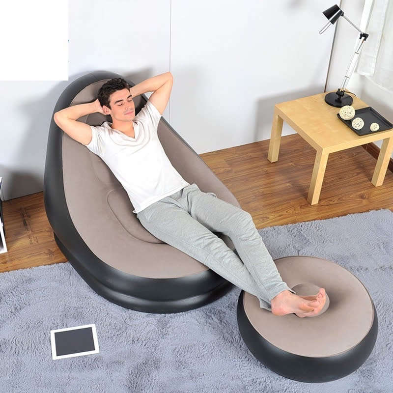 Leisure Reading PVC Flocking Lazy Inflatable Sofa Portable Lazy Outdoor Inflatable Footstool Seat