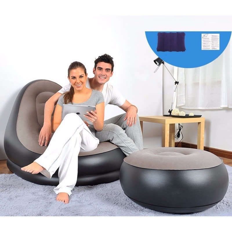 Leisure Reading PVC Flocking Lazy Inflatable Sofa Portable Lazy Outdoor Inflatable Footstool Seat